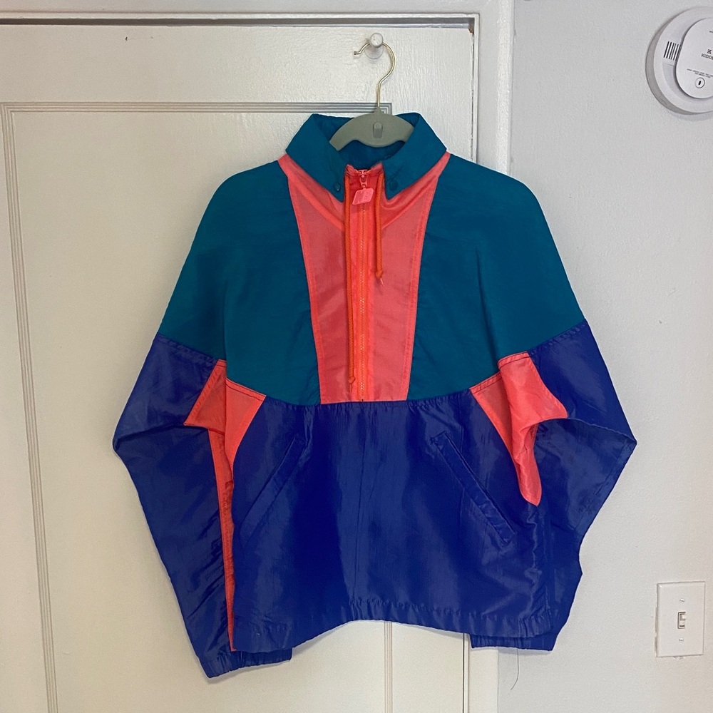 Vintage New Balance Colorblock Windbreaker Jacket - Teal, Royal Blue & Coral